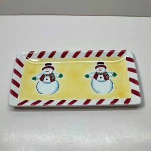 Cooks Club Snowman rectangular platter cookies bread cracks cheese serving